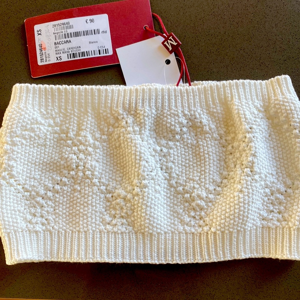 NWT Max Mara Studio Cotton Knit Bandeau in Cream
